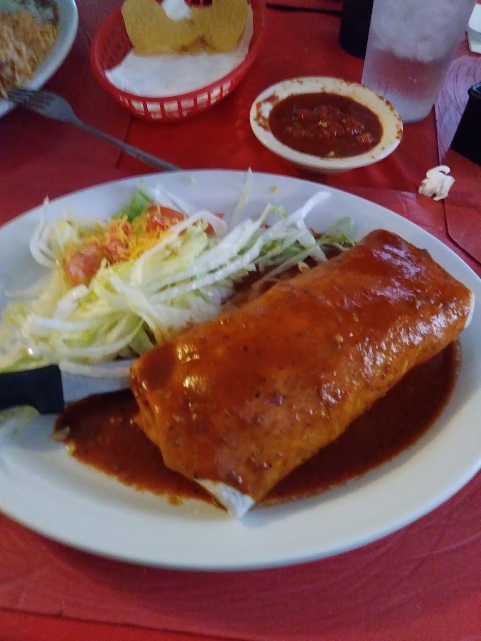 Chile Colorado and Bean Burrito