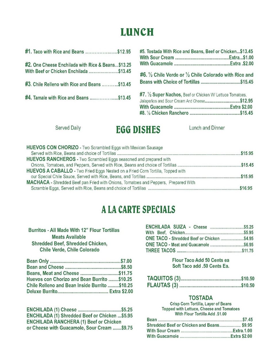Simple menu layout for breakfast, lunch, and dinner.